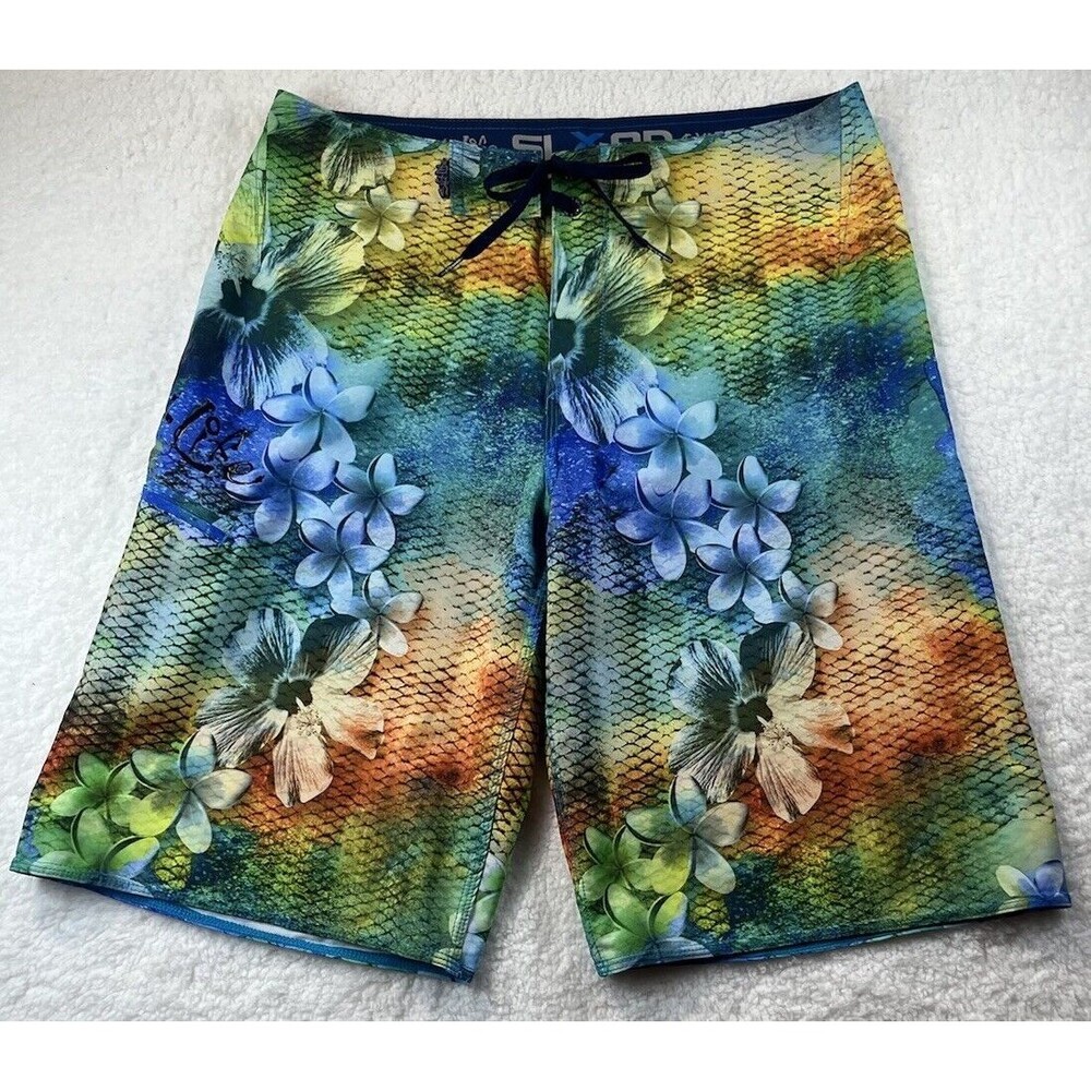 Salt Life SLX-QD Board Shorts Mens 30 Vapor Stretch Swim Trunks Floral Tropical